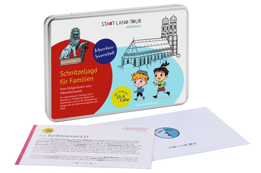 Munich: Self-guided sightseeing scavenger hunt for families - Lili and Oskar bring Bavarian character to the route